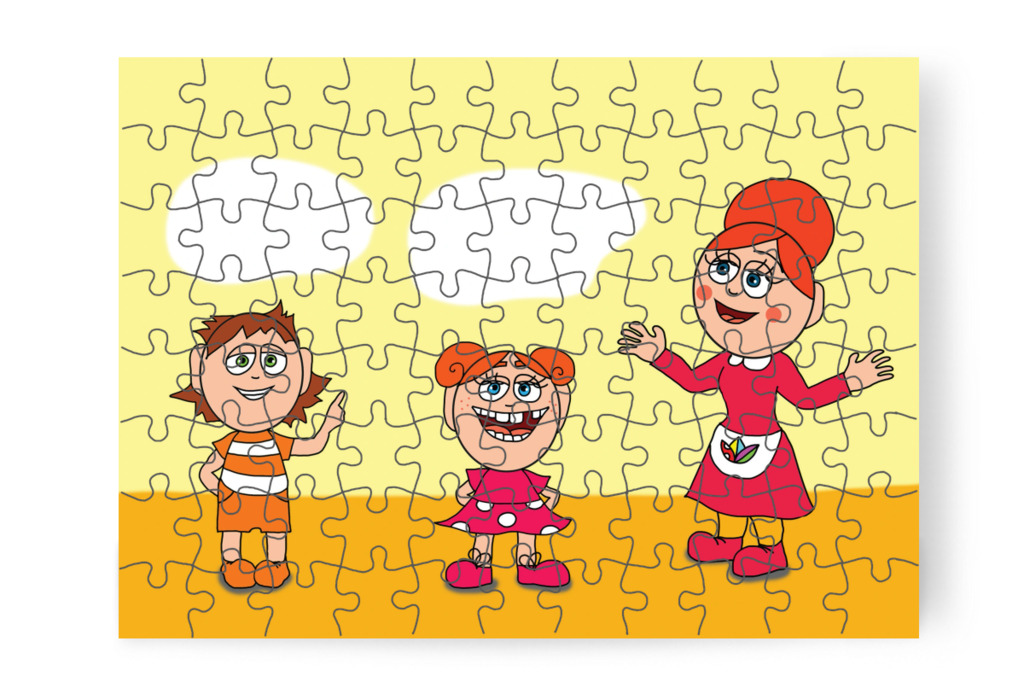 A fogakat és a hajat is megnézi – 88 darabos karton puzzle | Natali és a védő néni