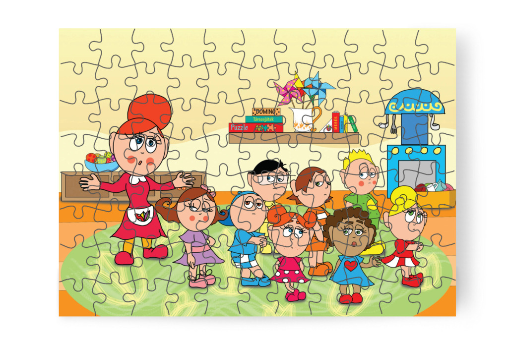 Óvónéni meghallgatja a gyerekeket – 88 darabos karton puzzle | Natali és a védő néni