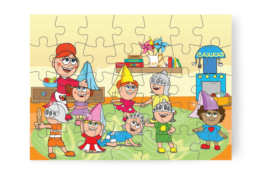 Hercegnők és vitéz lovagok lesznek – 35 darabos karton puzzle | Natali és a védő néni