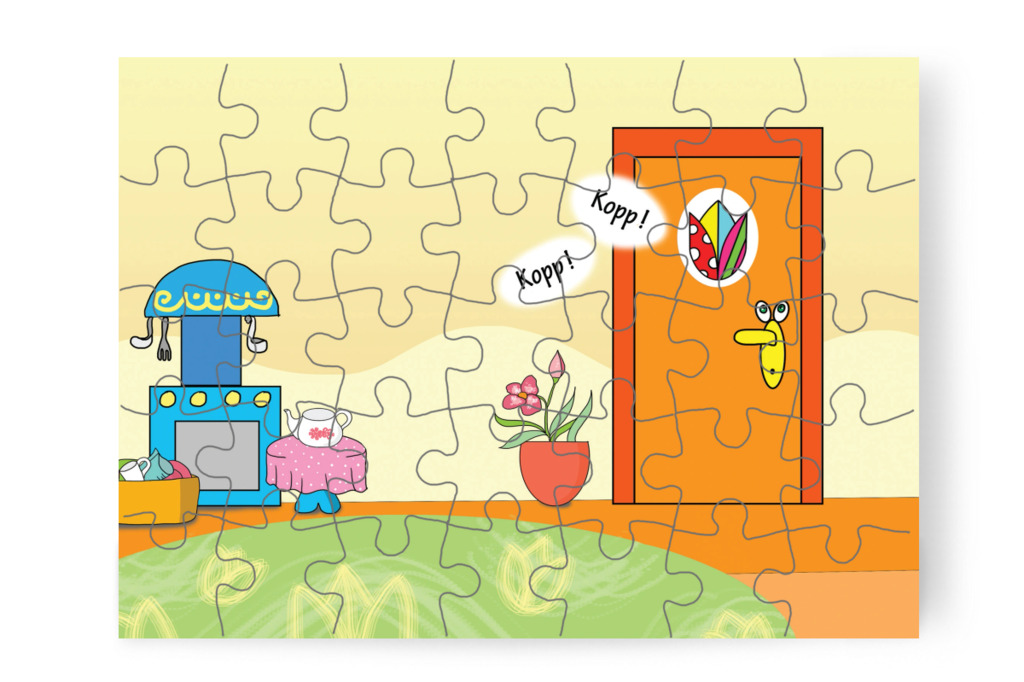 Kopognak a Tulipán Csoport ajtaján – 35 darabos karton puzzle | Natali és a védő néni