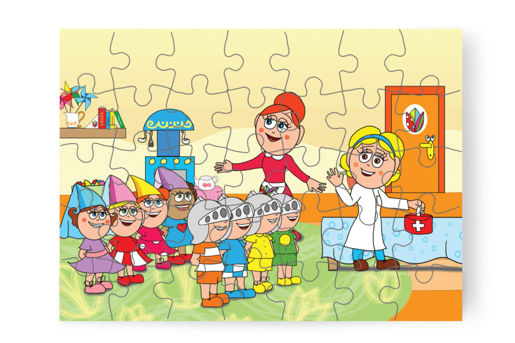 Megérkezik a védő néni – 35 darabos karton puzzle | Natali és a védő néni