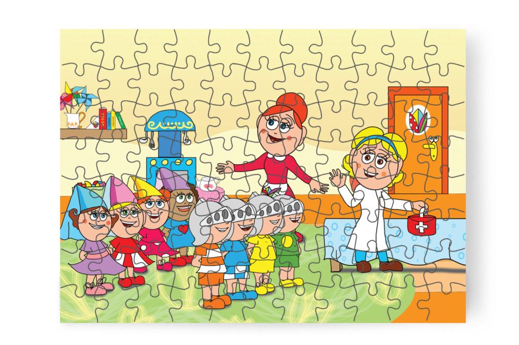 Megérkezik a védő néni – 88 darabos karton puzzle | Natali és a védő néni