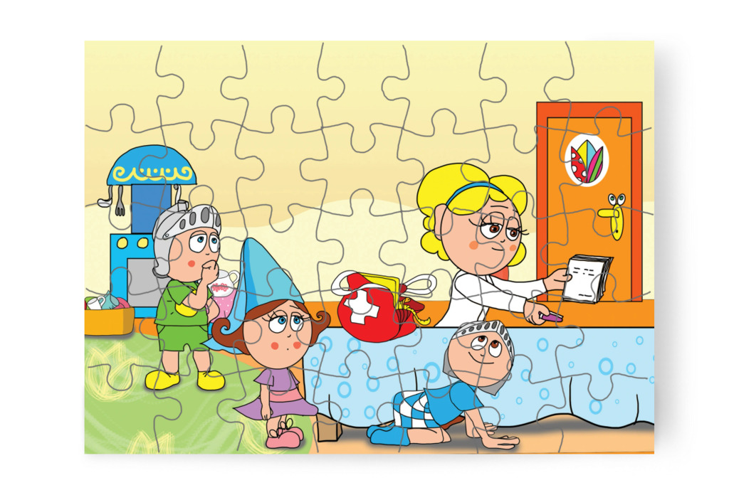 A piros táska titkai – 35 darabos karton puzzle | Natali és a védő néni