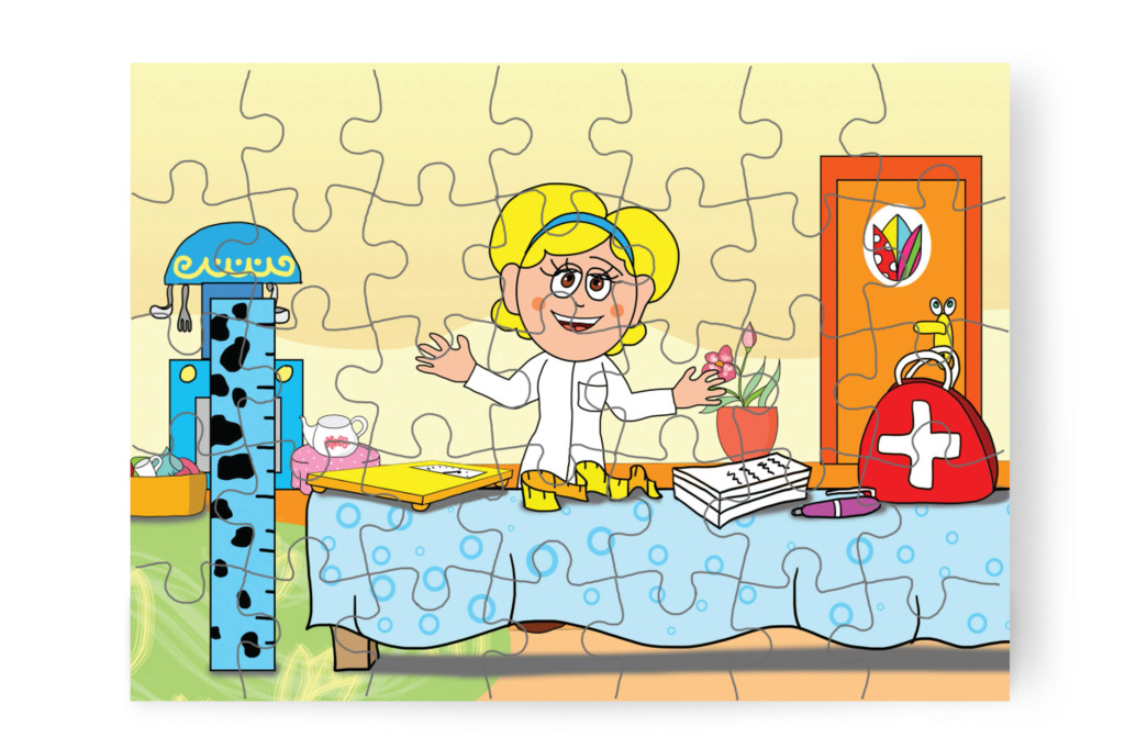 Mérleg és magasságmérő – 35 darabos karton puzzle | Natali és a védő néni