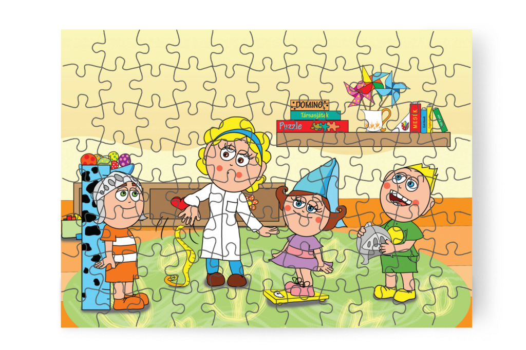 Natali elsőként áll a mérlegre – 88 darabos karton puzzle | Natali és a védő néni