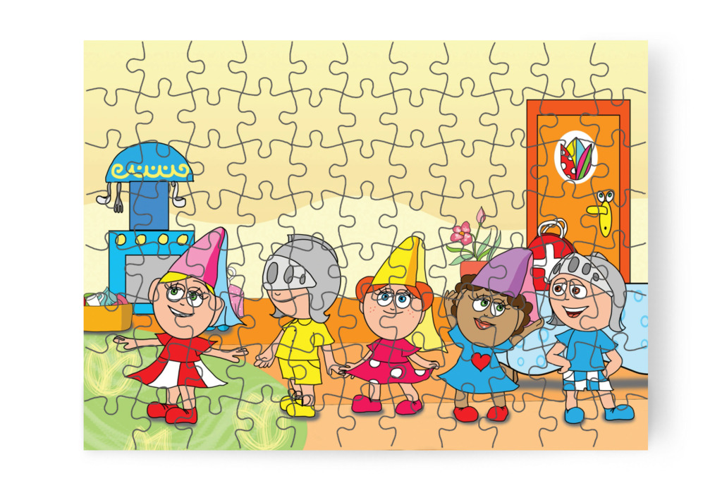 Türelmesen kivárják a sorukat – 88 darabos karton puzzle | Natali és a védő néni