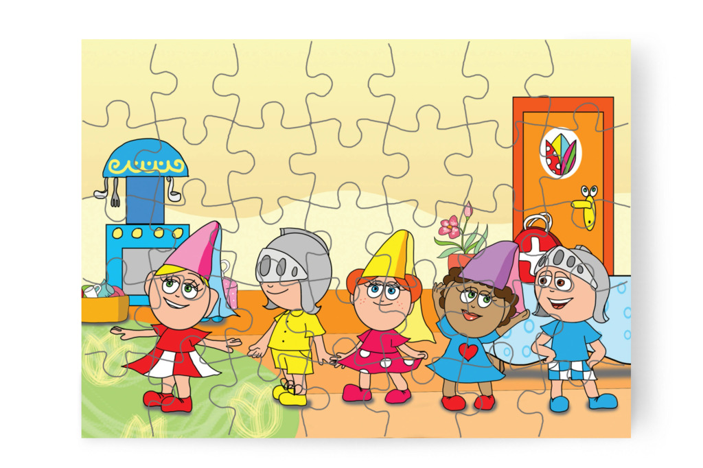 Türelmesen kivárják a sorukat – 35 darabos karton puzzle | Natali és a védő néni