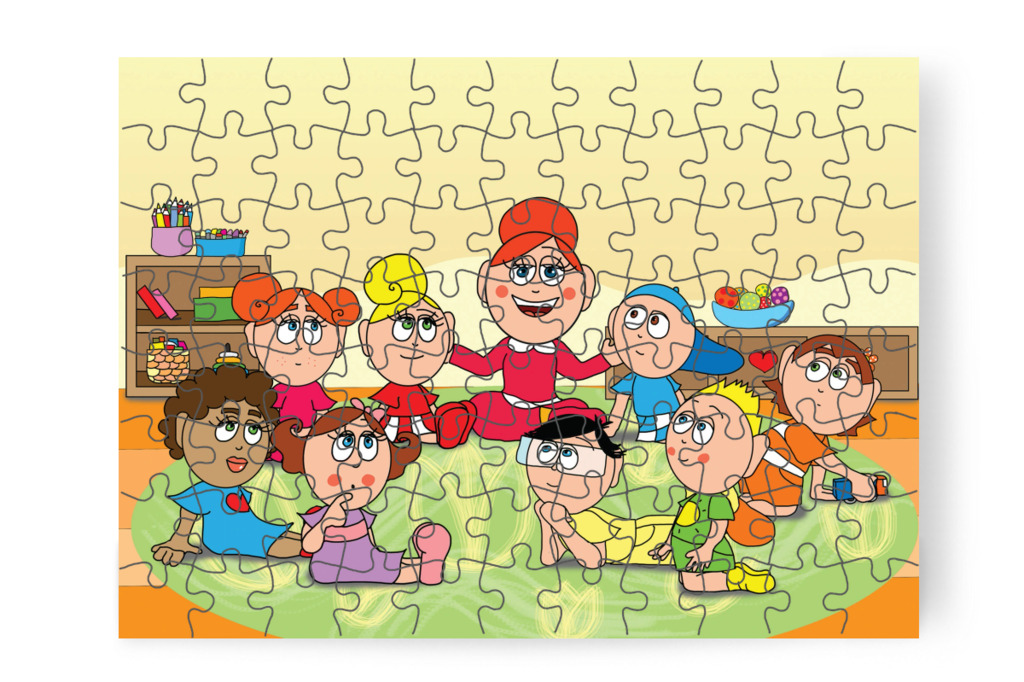 Óvónéni bejelenti a védő néni látogatását – 88 darabos karton puzzle | Natali és a védő néni