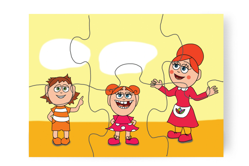 A fogakat és a hajat is megnézi – 6 darabos karton puzzle | Natali és a védő néni