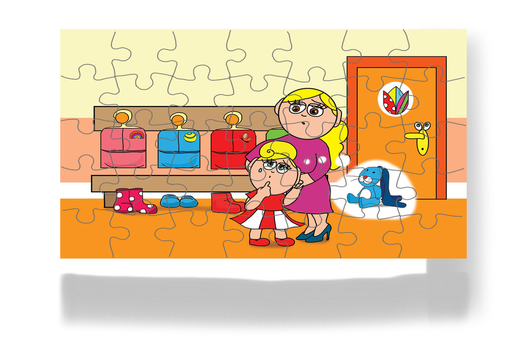 Kata a plüssnyuszira gondol – 35 darabos kartonpuzzle