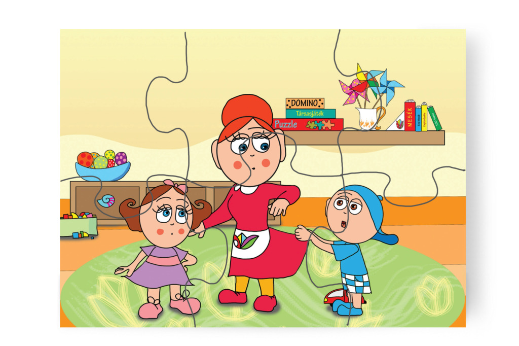 Márky is fél a védő nénitől – 6 darabos karton puzzle | Natali és a védő néni