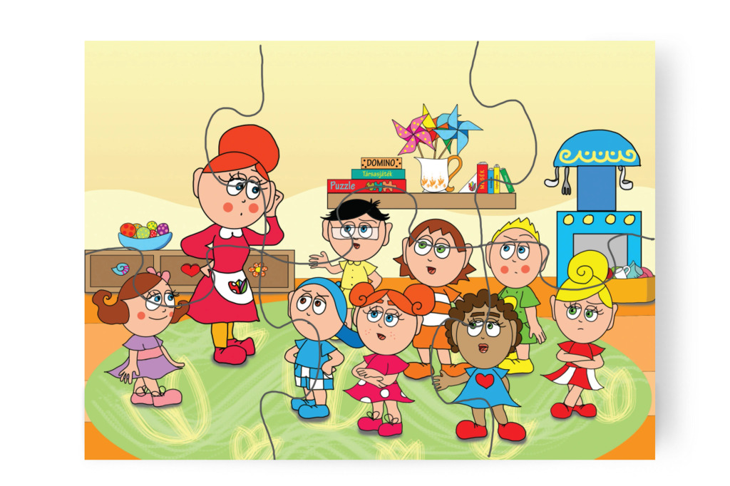 A többiek is félnek – 6 darabos karton puzzle | Natali és a védő néni