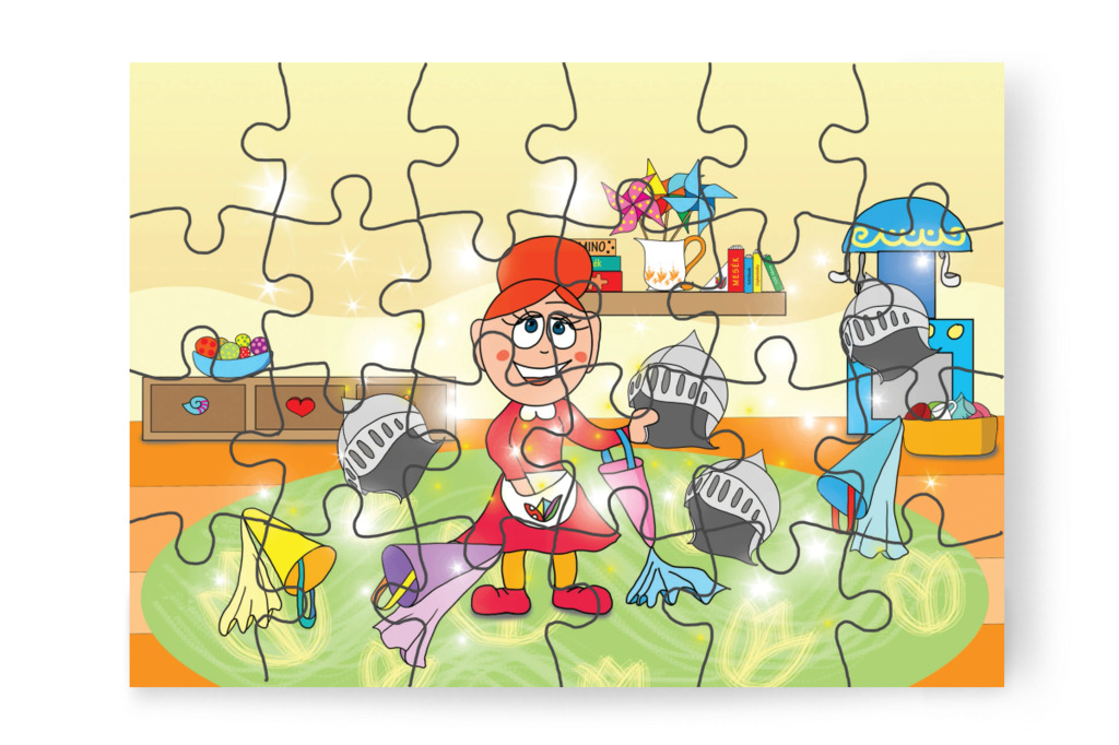 Előkerülnek a hercegnők és a lovagsisakok – 24 darabos karton puzzle | Natali és a védő néni