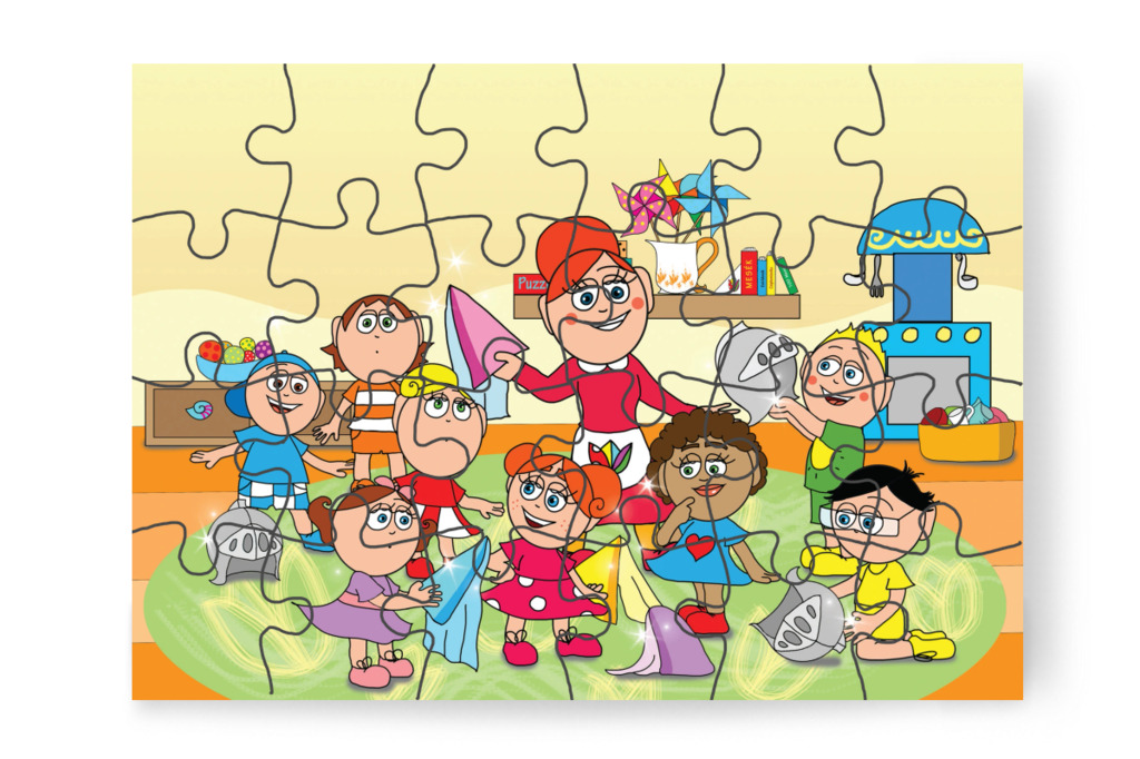 A gyerekek csodálkoznak – 24 darabos karton puzzle | Natali és a védő néni