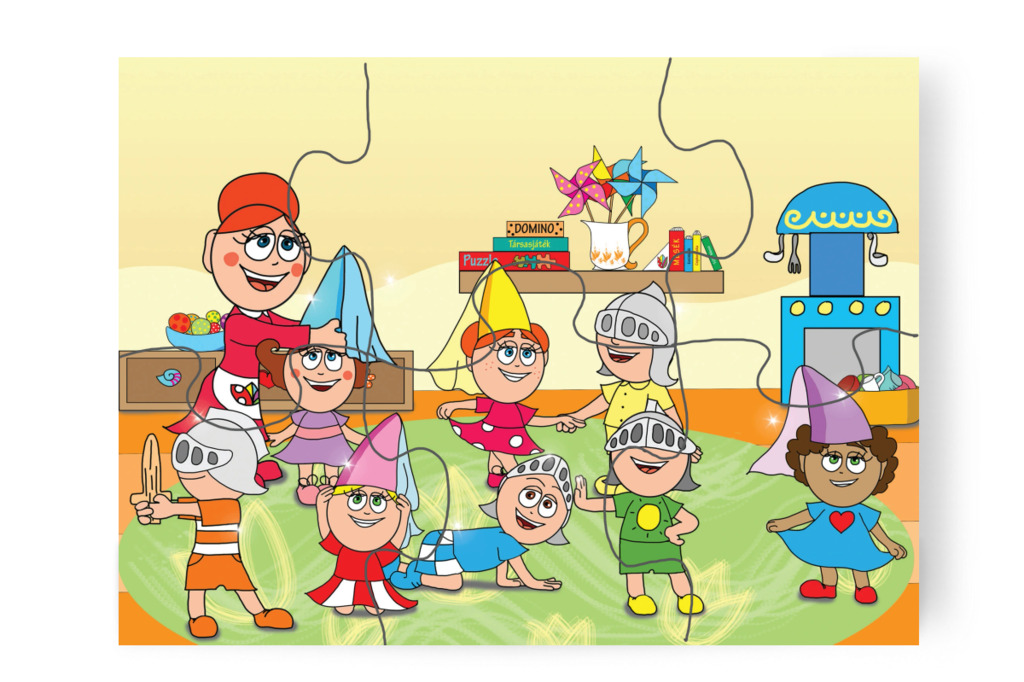 Hercegnők és vitéz lovagok lesznek – 6 darabos karton puzzle | Natali és a védő néni