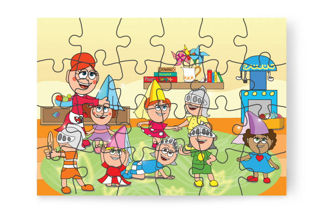 Hercegnők és vitéz lovagok lesznek – 24 darabos karton puzzle | Natali és a védő néni