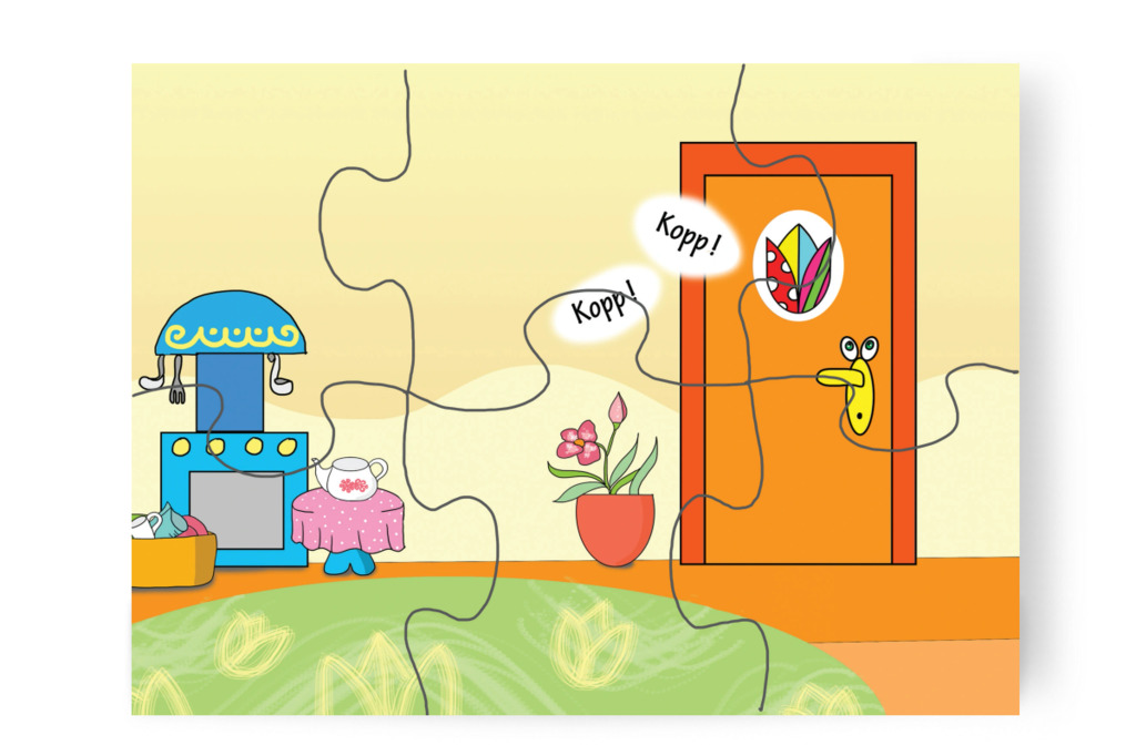 Kopognak a Tulipán Csoport ajtaján – 6 darabos karton puzzle | Natali és a védő néni