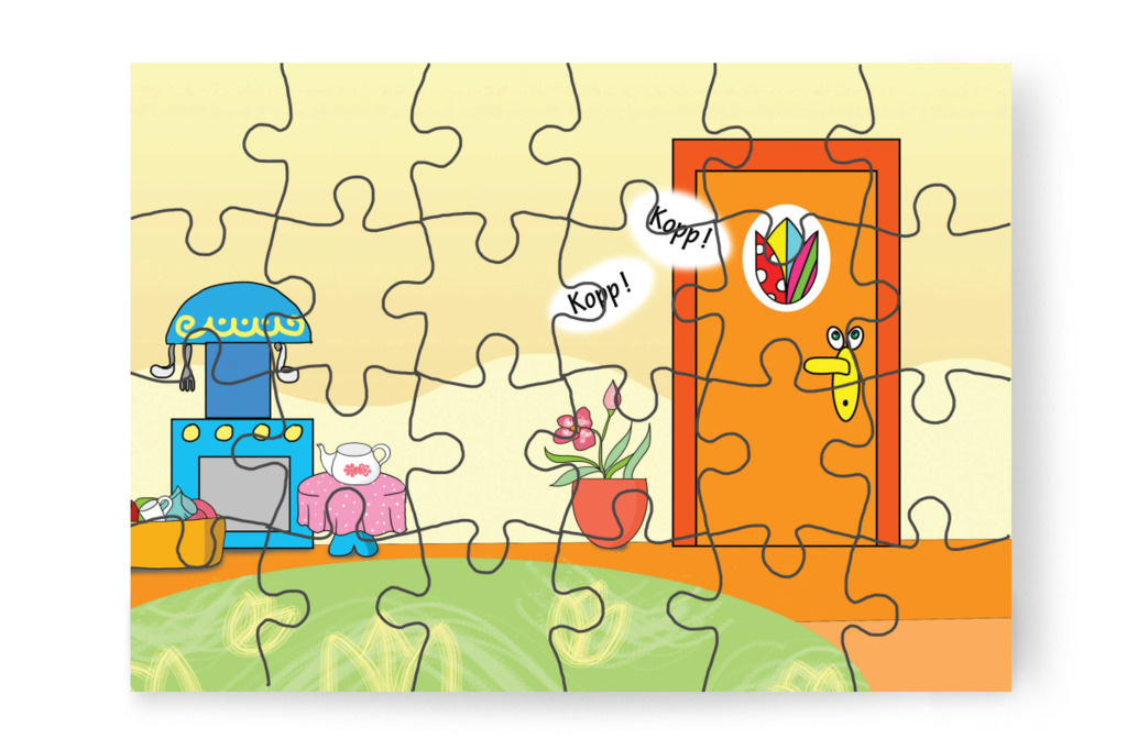 Kopognak a Tulipán Csoport ajtaján – 24 darabos karton puzzle | Natali és a védő néni
