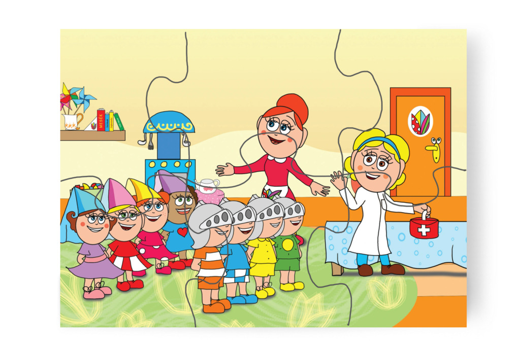 Megérkezik a védő néni – 6 darabos karton puzzle | Natali és a védő néni