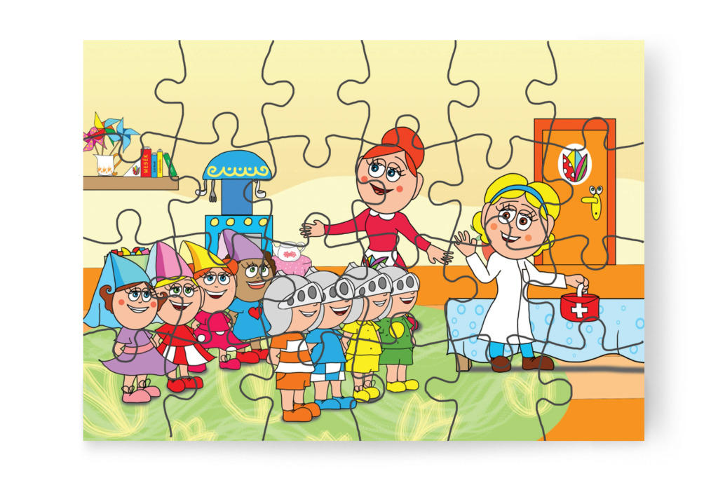 Megérkezik a védő néni – 24 darabos karton puzzle | Natali és a védő néni