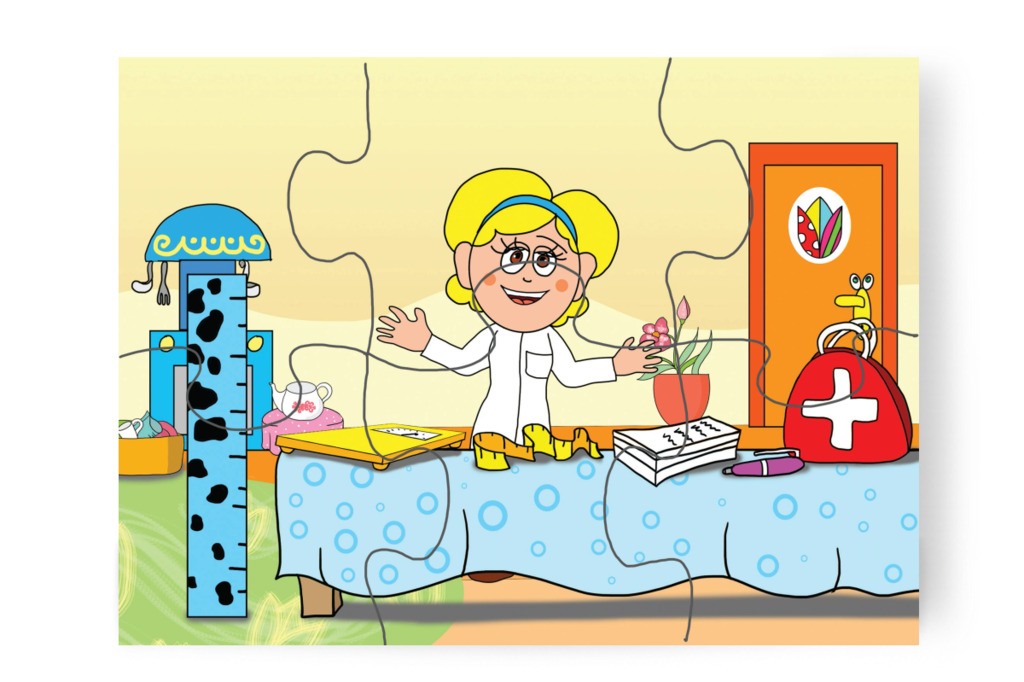 Mérleg és magasságmérő – 6 darabos karton puzzle | Natali és a védő néni