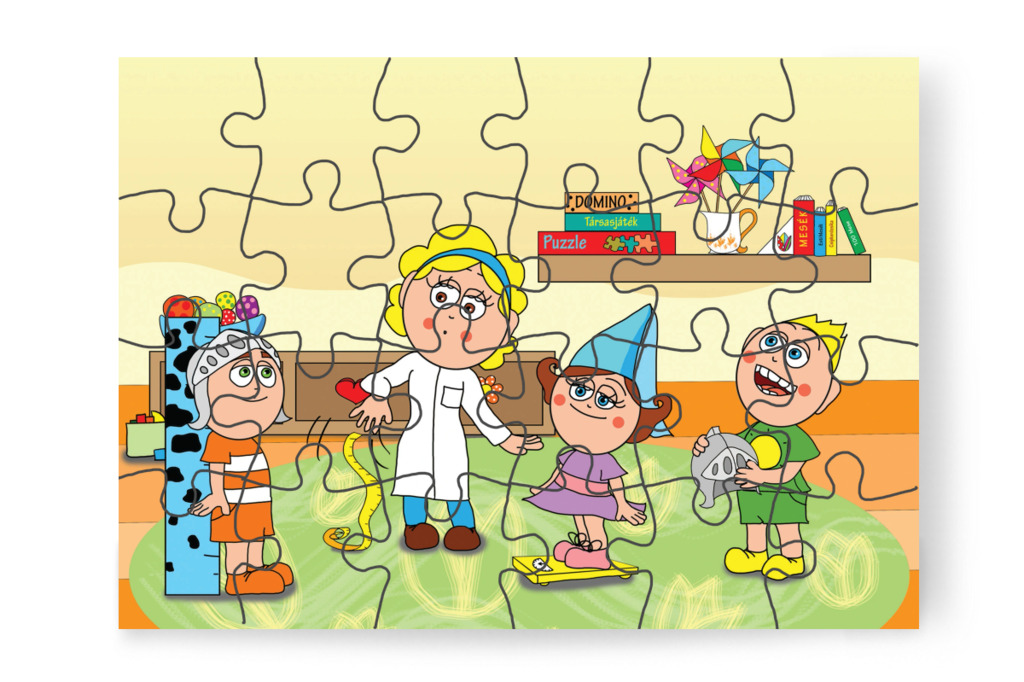 Natali elsőként áll a mérlegre – 24 darabos karton puzzle | Natali és a védő néni