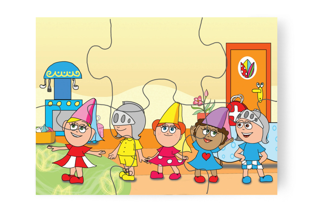 Türelmesen kivárják a sorukat – 6 darabos karton puzzle | Natali és a védő néni