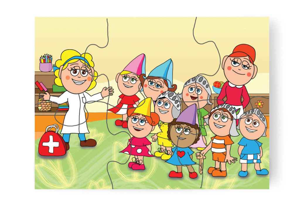Óvónéni büszke a gyerekekre – 6 darabos karton puzzle | Natali és a védő néni
