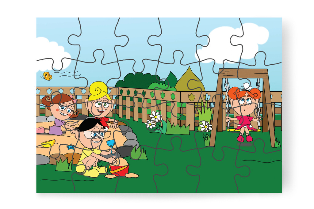 Tavaszi játék az óvoda udvarán – Dolly és a virágok puzzle, 24 darab [TC07-01-P24]
