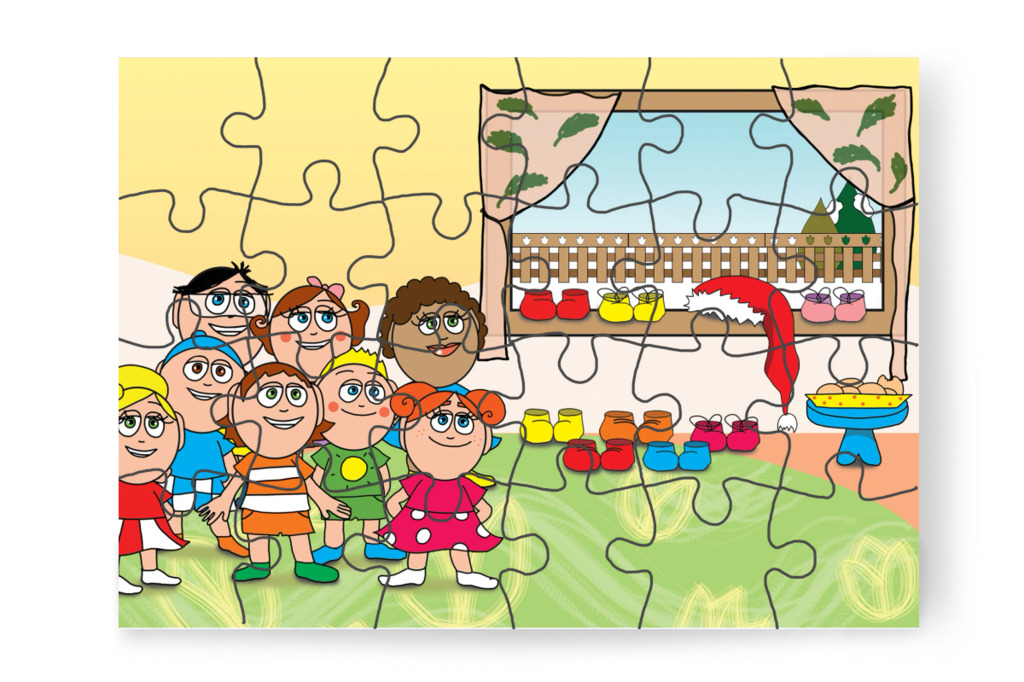 Cipők és keksz az ablak alatt – Ádám és az elveszett Mikulás-csomag puzzle, 24 darab [TC48-03-P24]
