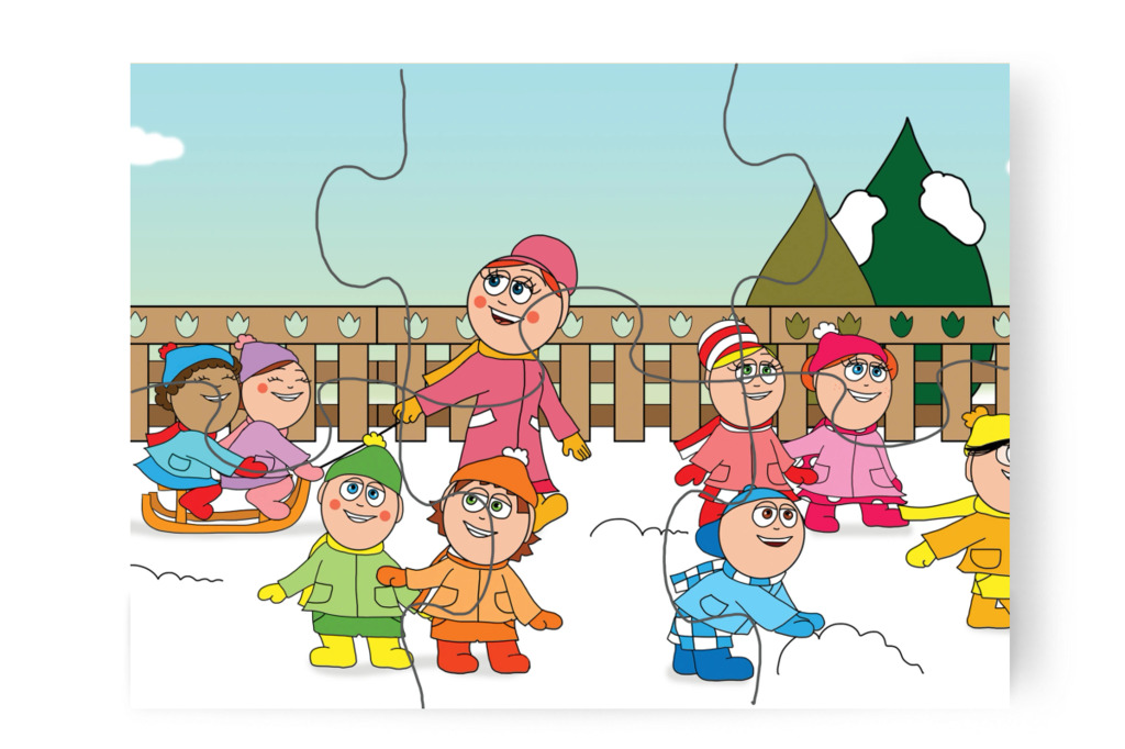 Leesik az első hó – Ádám és az elveszett Mikulás-csomag puzzle, 6 darab [TC48-06-P06]
