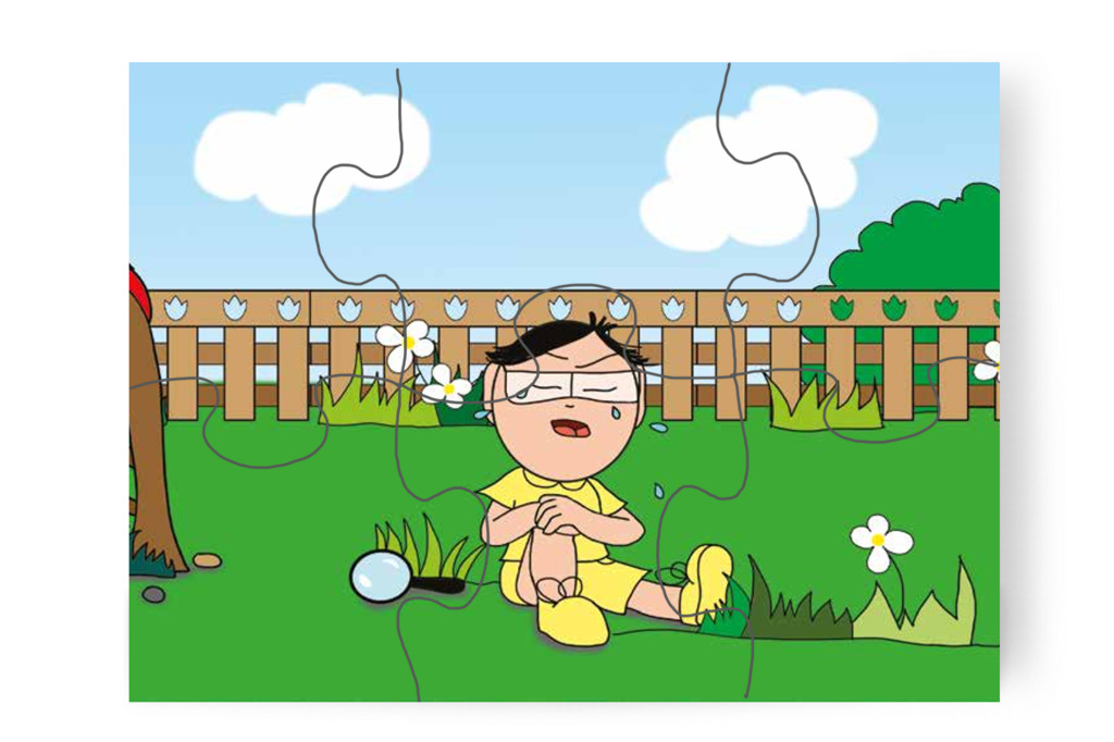 Tamás felkiált a fájdalomtól – Tamás és a darázs puzzle, 6 darab [TC09-06-P06]