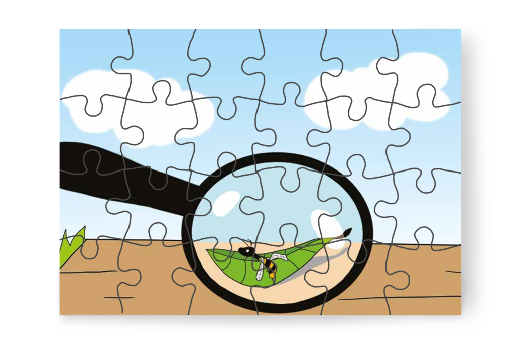 A darazsat nagyítóval vizsgálják – Tamás és a darázs puzzle, 24 darab [TC09-17-P24]