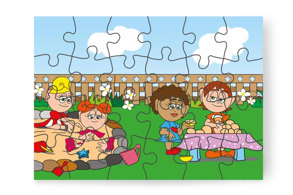 Homokozás az óvoda udvarán – Tamás és a darázs puzzle, 24 darab [TC09-01-P24]