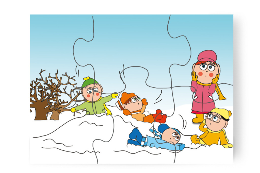 A hókuckó a lányokra omlik – Natali kesztyűje puzzle, 6 darab [TC11-13-P06]