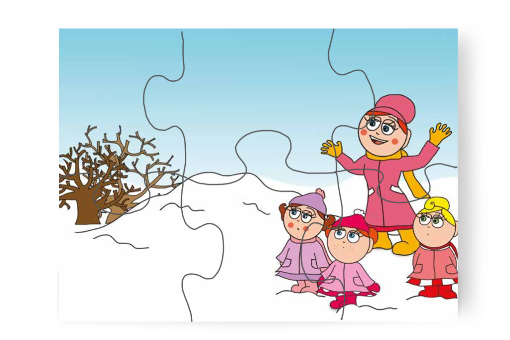 A gyerekek figyelik Óvónéni mondókáját – Natali kesztyűje puzzle, 6 darab [TC11-18-P06]