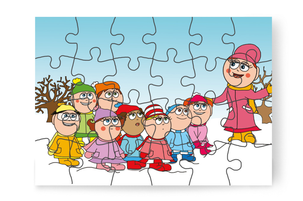 Óvónéni sorba állítja a gyerekeket – Natali kesztyűje puzzle, 24 darab [TC11-04-P24]