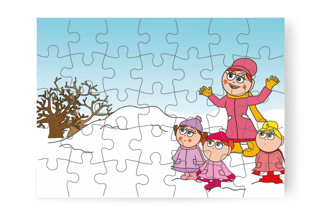 A gyerekek figyelik Óvónéni mondókáját – Natali kesztyűje puzzle, 35 darab [TC11-18-P35]