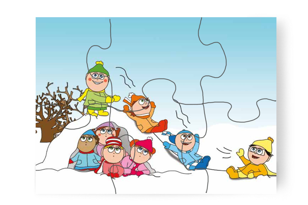 A fiúk csúszdának használják a kuckót – Natali kesztyűje puzzle, 6 darab [TC11-12-P06]