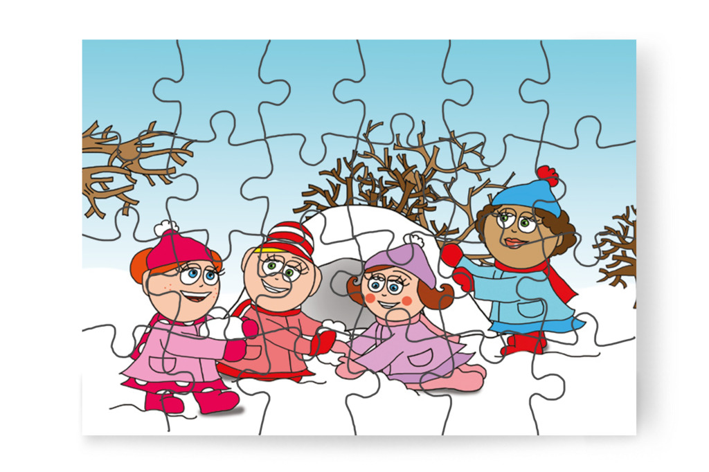 A lányok hókuckója készül – Natali kesztyűje puzzle, 24 darab [TC11-09-P24]