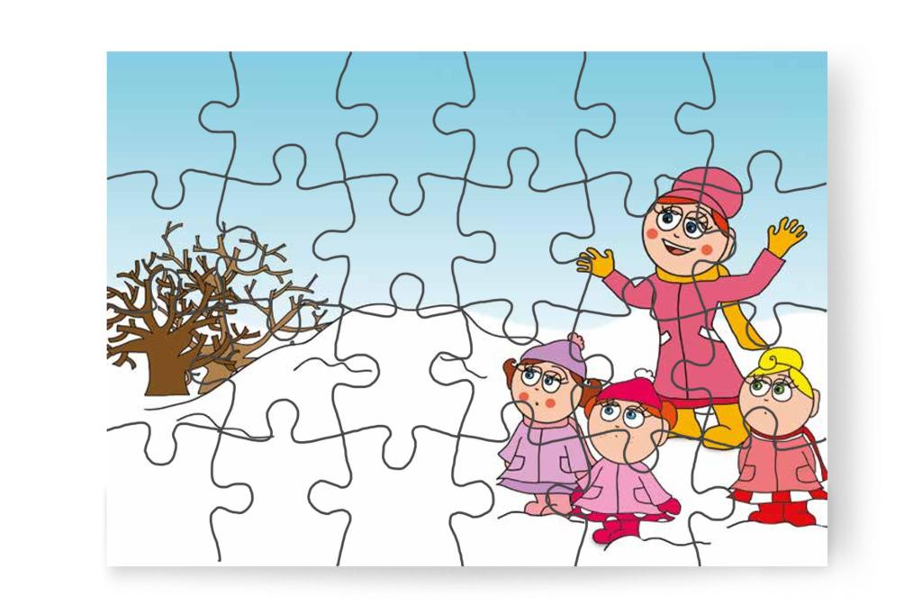A gyerekek figyelik Óvónéni mondókáját – Natali kesztyűje puzzle, 24 darab [TC11-18-P24]
