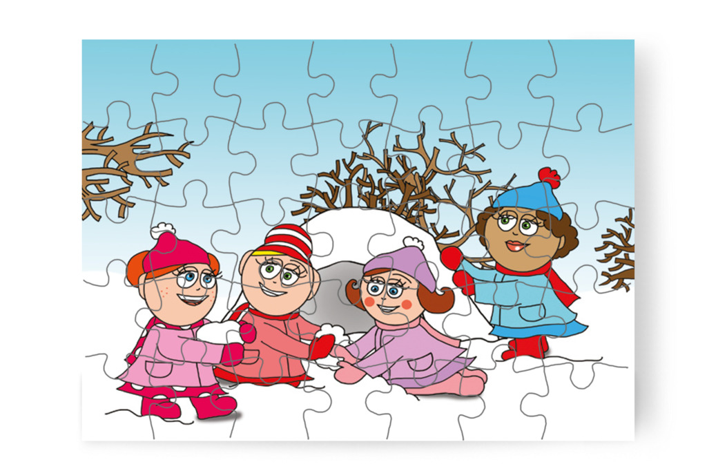 A lányok hókuckója készül – Natali kesztyűje puzzle, 35 darab [TC11-09-P35]