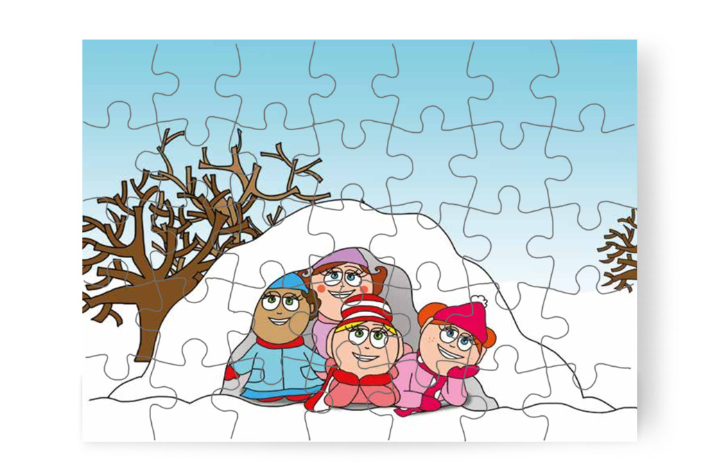 A lányok kipróbálják a hókuckót – Natali kesztyűje puzzle, 35 darab [TC11-10-P35]