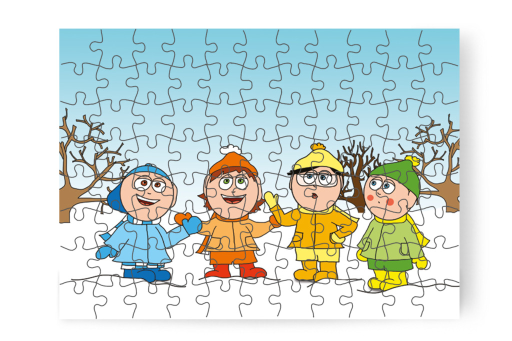 A fiúk a hógolyózásról tervezgetnek – Natali kesztyűje puzzle, 88 darab [TC11-02-P88]
