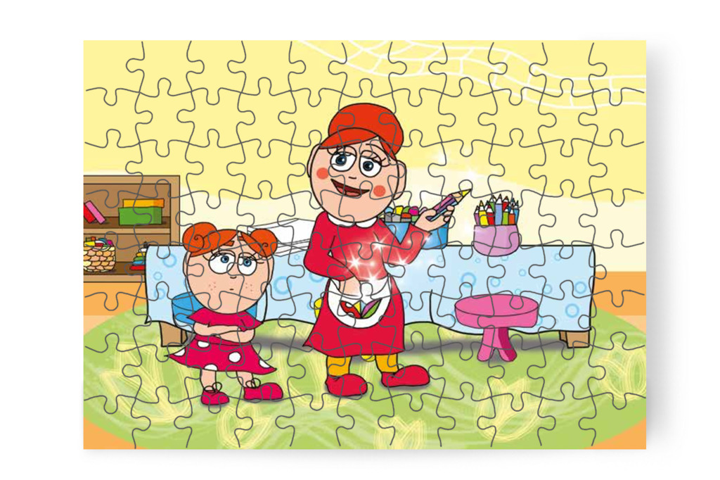 Óvónéni csíkos ceruzát ad Klárának – Klára rajzol puzzle, 88 darab [TC12-08-P88]