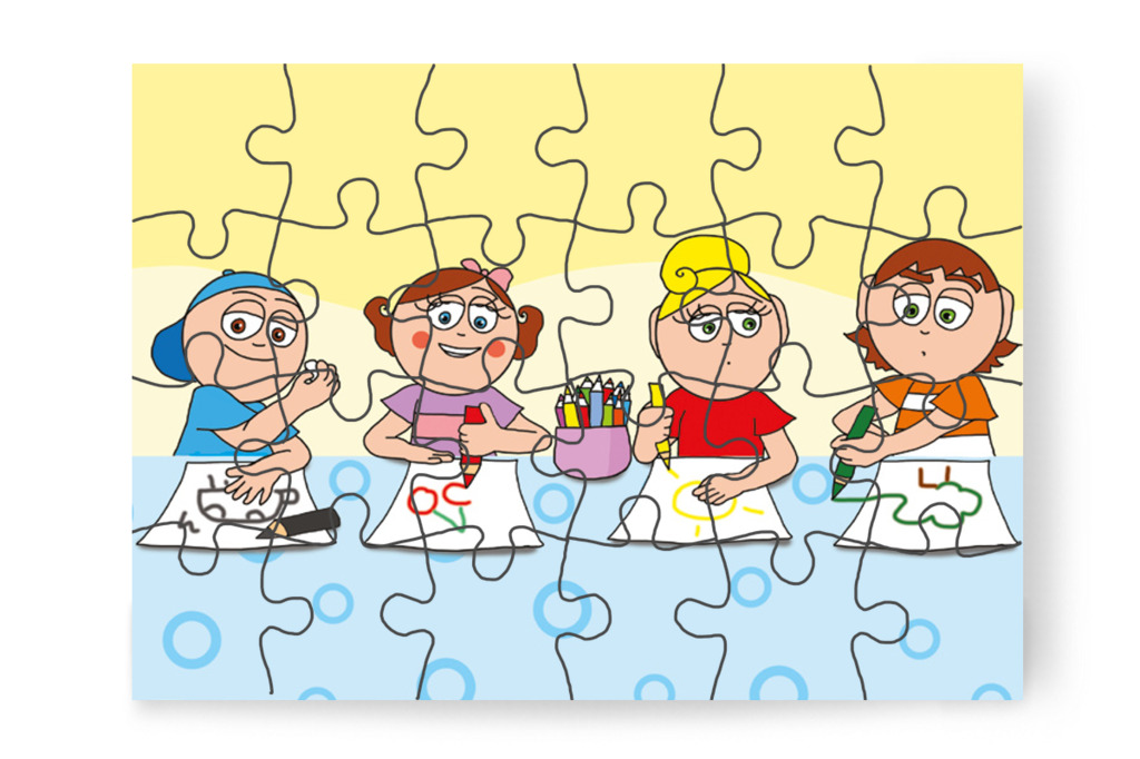 A gyerekek tavaszi rajzokat készítenek – Klára rajzol puzzle, 24 darab [TC12-10-P24]