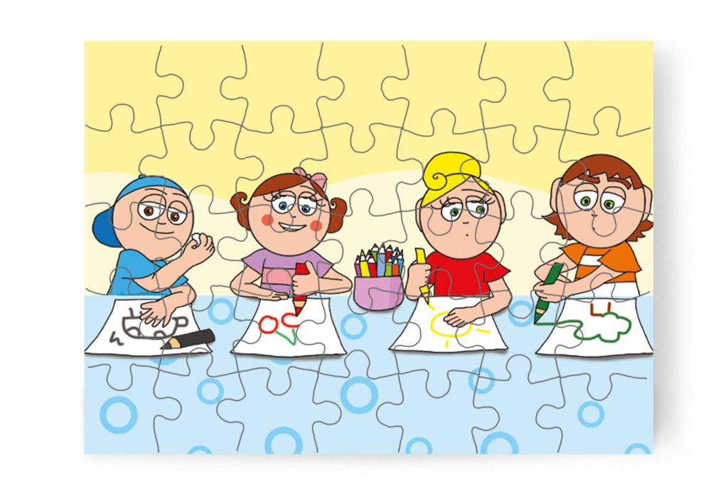A gyerekek tavaszi rajzokat készítenek – Klára rajzol puzzle, 35 darab [TC12-10-P35]