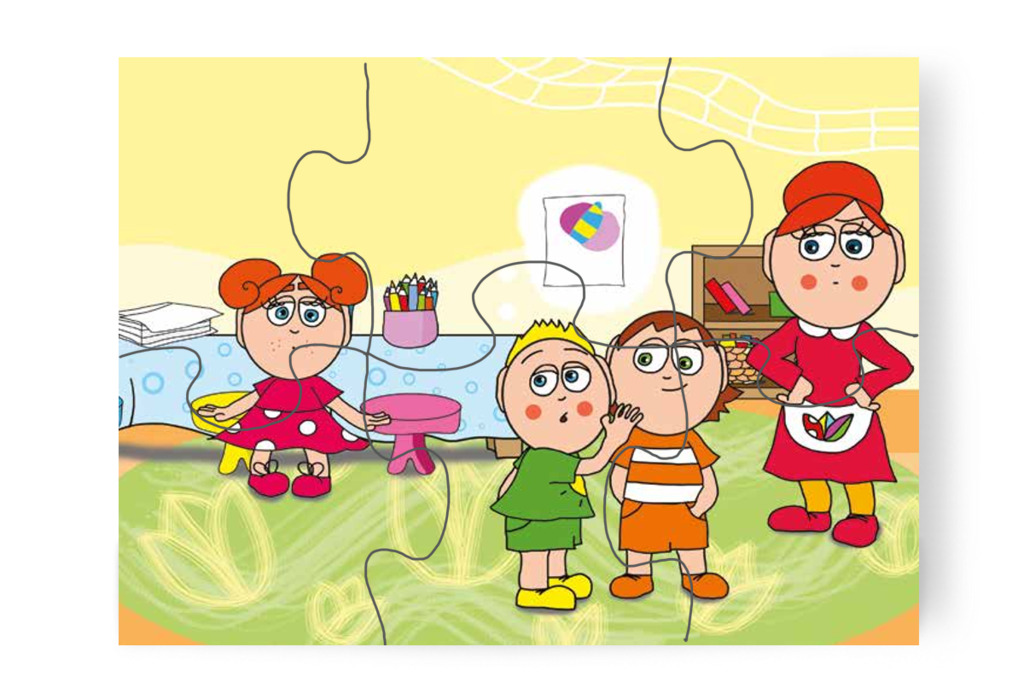 Patrik és Ádám csúfolják Klára lepkéjét – Klára rajzol puzzle, 6 darab [TC12-13-P06]