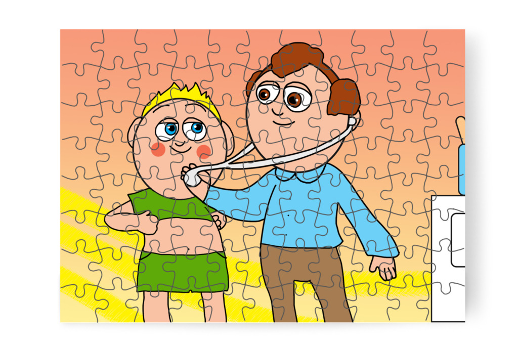 Bátran megy a gyermekorvoshoz – Patrik és a hajvágás puzzle, 88 darab [TC44-02-P88]