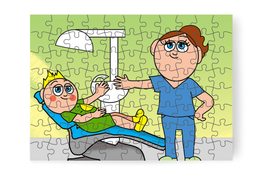 A fogorvostól sem fél – Patrik és a hajvágás puzzle, 88 darab [TC44-04-P88]